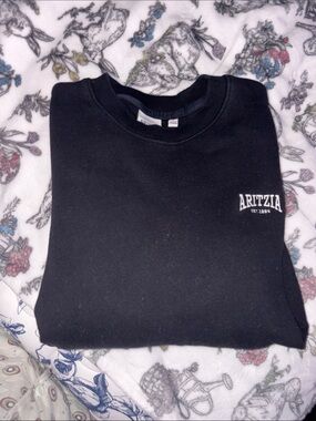 Aritzia Black Crewneck with Small White Logo